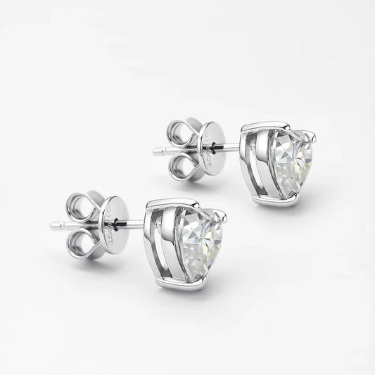 925 Sterling Silver 6.5*6.5mm Heart Moissanite Diamond Women Ear Studs Earrings Wedding Engagement Fine Jewelry Wholesale
