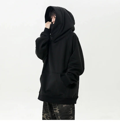 Autumn New High Neck Sweatshirt Men Pile Up Collar Hoodie Harajuku College Style Ninja Sweatshirt Casual Sports Loose Couple Top