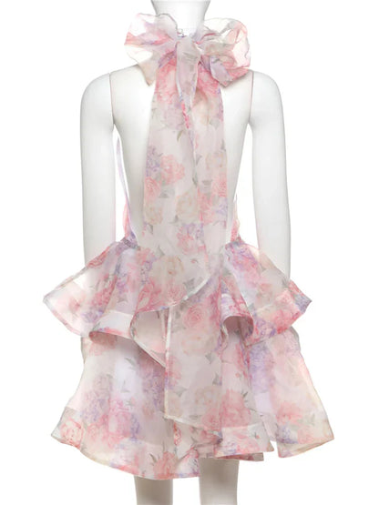 Autumn Release Junior Above Knee Mini Sexy High Street Dress Girl Slim Fit Printing Backless Fashion Robe K24D61176
