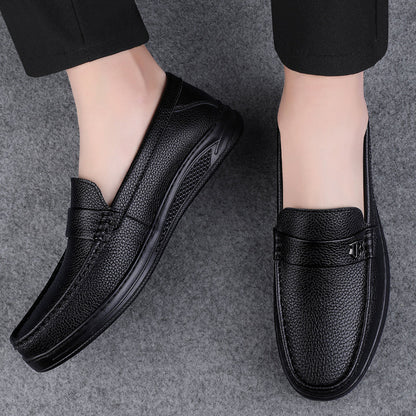 Genuine Leather Casual Shoes Men Handmade Slip on Platform Walking Shoes Outdoor Footwear Driving Loafers Breathable Sneakers