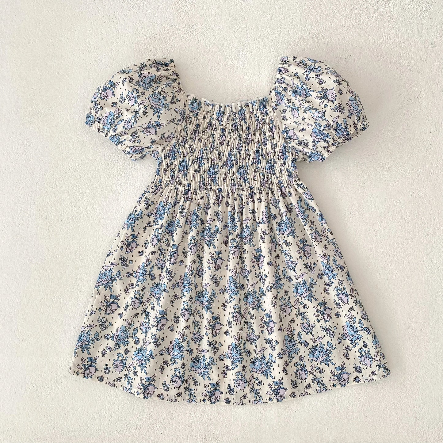 1-6Yrs Casual Summer Kids Girls Dress Floral Kids Clothes Ruffled Collar Purple Baby Girl Princess Dress New Flower Girl Dresses