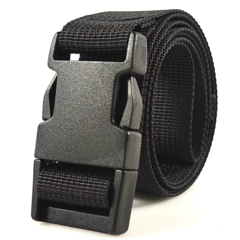Plastic Buckle Nylon Strap for Men's Outdoor Military Training Canvas Belt 100/110/120cm Available Black