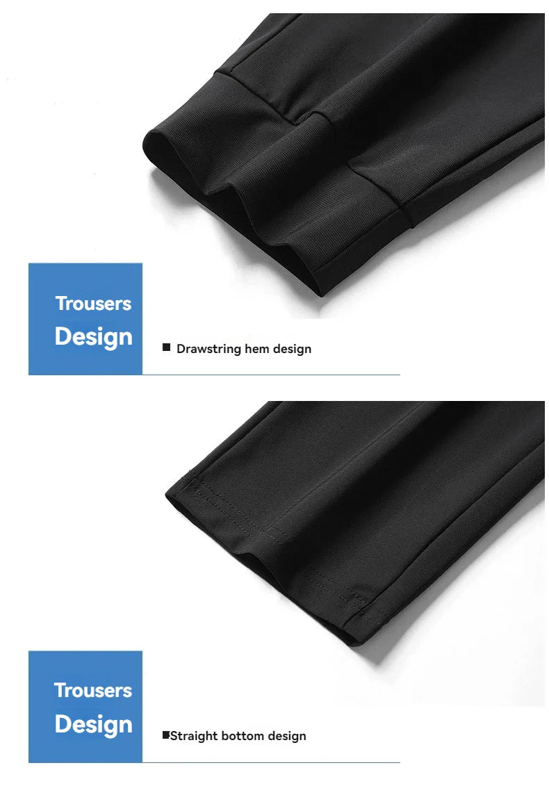 Summer Ice Silk Men Quick Drying Breathable Casual Pants Comfortable Loose Large Size High Elastic Outdoor Running Sports Pants