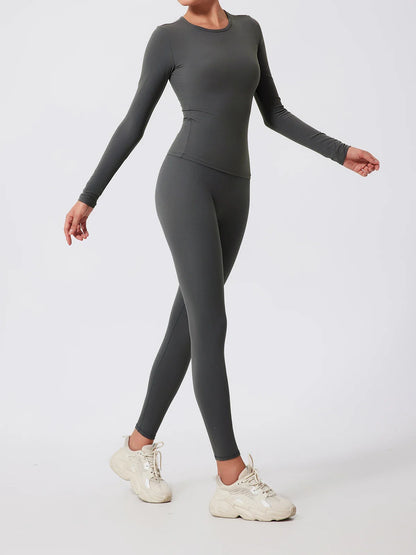 2Pcs Sets Gym Clothes Sports Outfit Suit Women Outdoors Workout Tights Set Yoga Wear Female Running Training T-Shirt