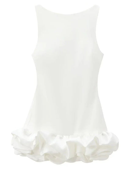 White Short Dress Women's Ruffle Backless Party Dresses Black Red Sleeveless Bodycon Mini Dress Woman Summer Sexy Vestidos