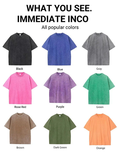 Brooklyn Est 1631 New York Prints Washed T-Shirt Mens Cotton Oversized T Shirts Casual Distressed O-Neck Tops Summer Male Tees