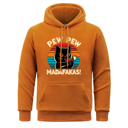 Pew Pew Madafakas Print Hoodie Man Hip Hop Street Casual Hooded Cartoons fur-liner Men Hoodies Harajuku S-XXL Pullover Clothing