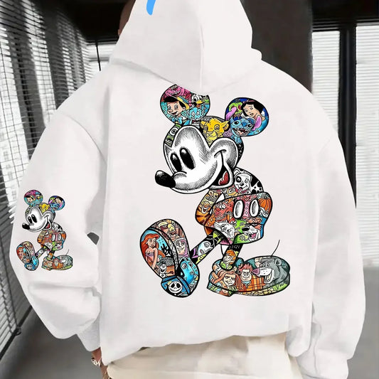Patchwork Printed Hoodie Multi-Style Loose Hoodie Unisex-Hooded Hoodie for Fall/Winter