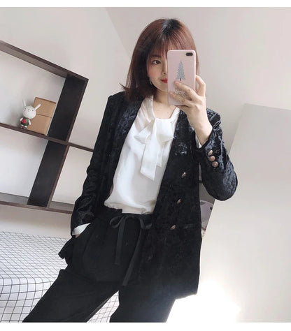 Women Long Pants 100% Mulberry Silk Belted Waist Trousers With Pockets Black Color Office Lady M0609