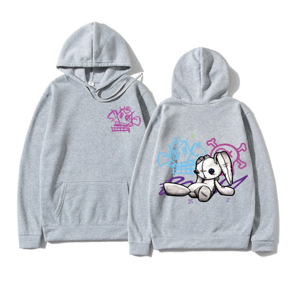Hoodie Fashion Men Harajuku Anime Rabbit Monkey Hoodies Unisex Funny Cute Cartoon Bunny Pullovers Sweatshirts Hoodys