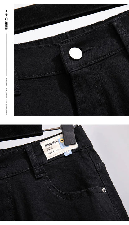 150Kg Plus Size Women's Five-Point Denim Shorts Hip 150 Summer High-Waist Loose Wide Leg Pants Blue Black 5XL 6XL 7XL 8XL 9XL