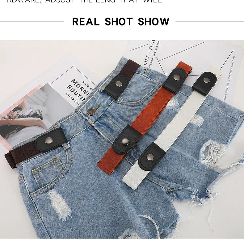 Buckle-Free Belt For Jean Pants,Dresses,No Buckle Stretch Elastic Waist Belt For Women/Men,No Bulge,No Hassle Waist Belt
