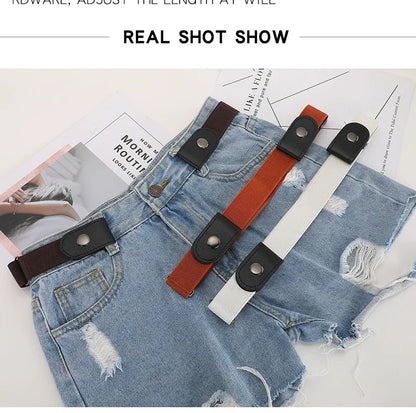 Buckle-Free Belt For Jean Pants,Dresses,No Buckle Stretch Elastic Waist Belt For Women/Men,No Bulge,No Hassle Waist Belt