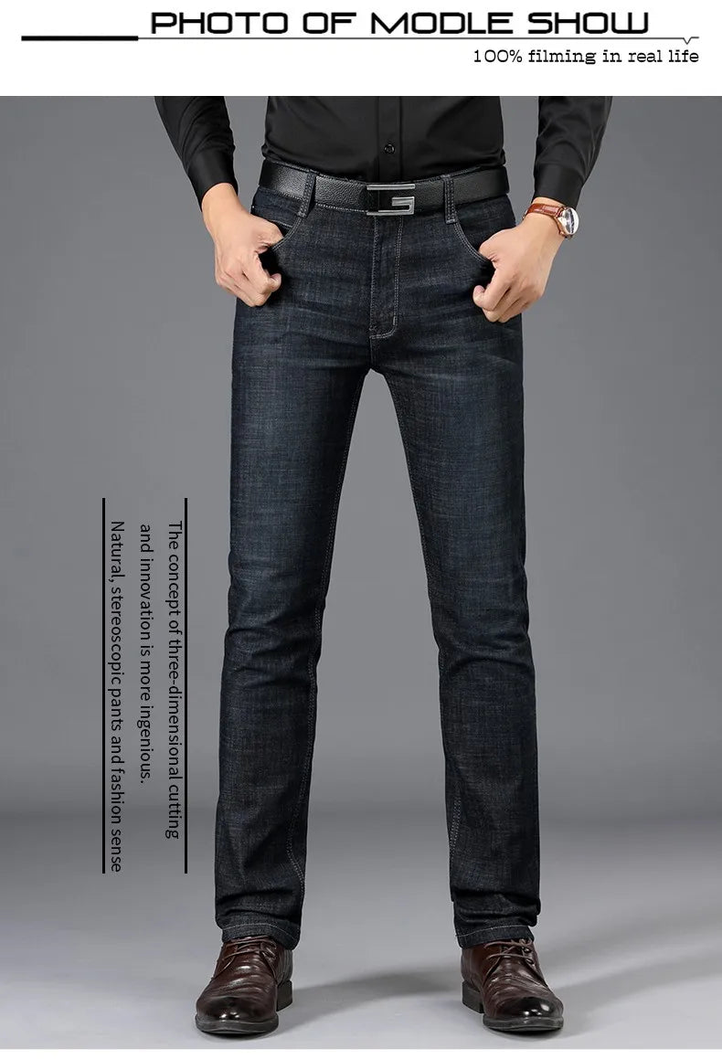 2026 Brand Best Price Comfort Straight Denim Pants Men's Jeans Business Casual Elastic Male High Quality Trousers