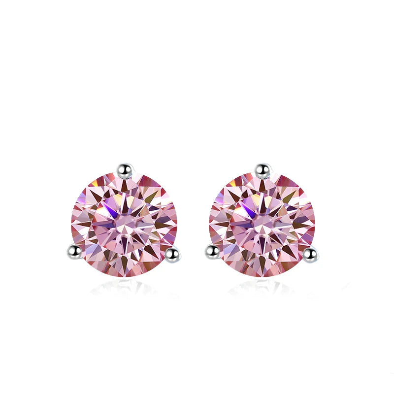 0.5ct 1ct 2ct Champange Blue Rainbow Moissanite Earrings for Women 925 Sterling Silver Lab Diamond  Women's Earring Studs