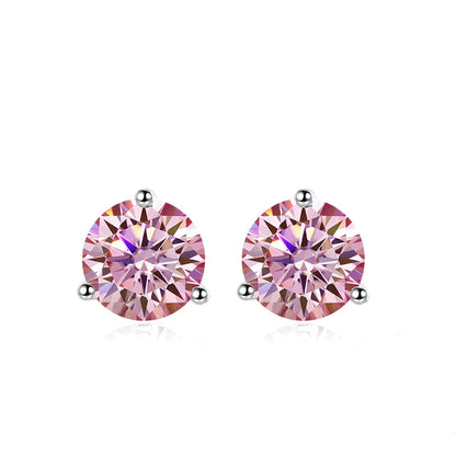 0.5ct 1ct 2ct Champange Blue Rainbow Moissanite Earrings for Women 925 Sterling Silver Lab Diamond  Women's Earring Studs