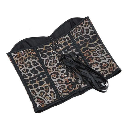 Leopard print single-breasted women's strapless and bracketed corset a court shaping top