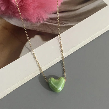1 PC Fashion Love Heart Choker Necklace Various Color Gift Necklace Golden Color Link Chain Neck Jewelry