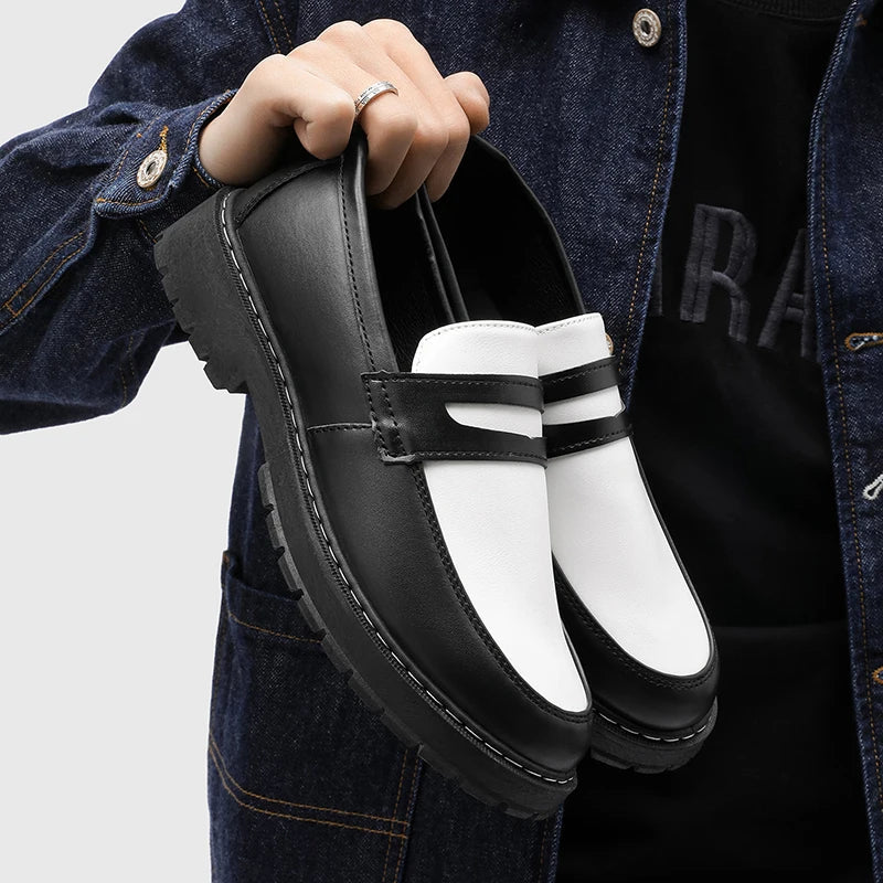 Color Blocked Men Loafers  Fashionable Comfortable Thick Soled Non Slip  for Daily Commuting Office Business  Formal Wear Shoe
