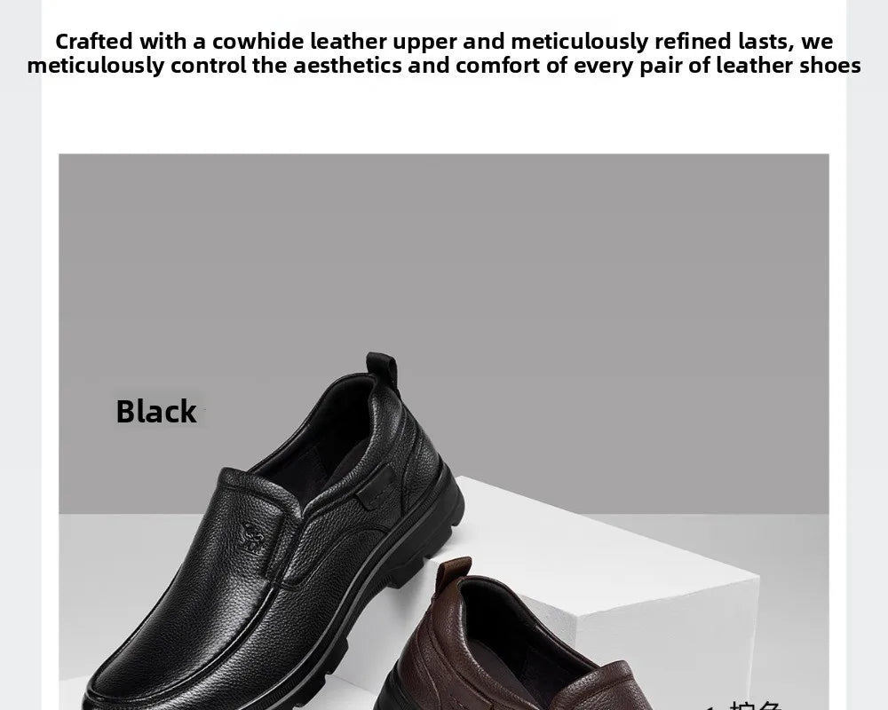 Golden Camel Men's Shoes 2026 New Business Casual Soft Sole Leather Shoes Brand Design Soft Soles Non-slip Velvet Warm Loafers
