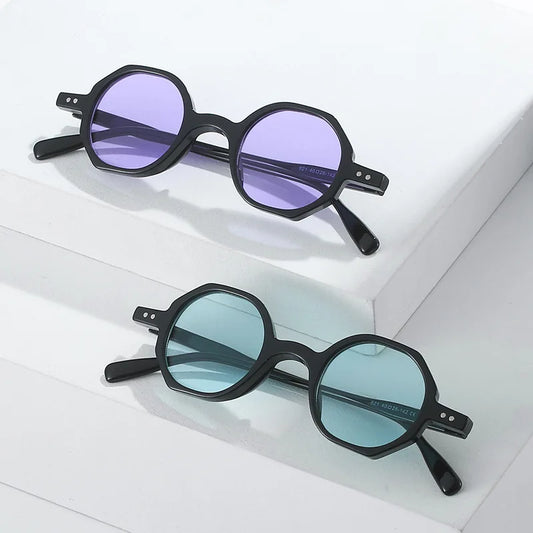 Classic Vintage Sunglasses Men Small Round Retro Punk Ocean Color Sun Glasses Gradient Clear Lens Driving Eyewear 2025