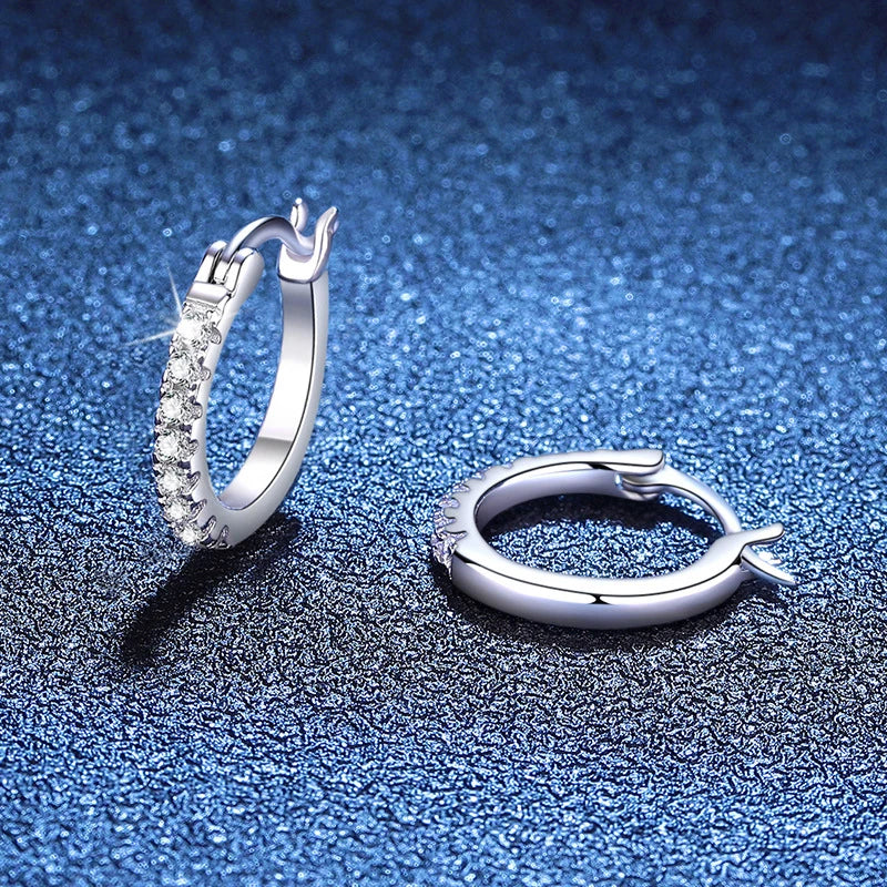 Full D Color Moissanite Earring 925 Sterling Sliver with Plated White Gold Hoop Earring for Women Wedding Party Jewelry