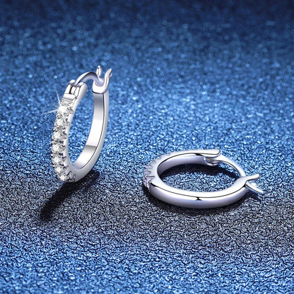 Full D Color Moissanite Earring 925 Sterling Sliver with Plated White Gold Hoop Earring for Women Wedding Party Jewelry