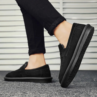 Winter Fashion Plush Men Loafers Outdoor Warm Men's Cotton Shoes Low-Top Casual Man Snow Boots with Fur Slip on Walking Footwear