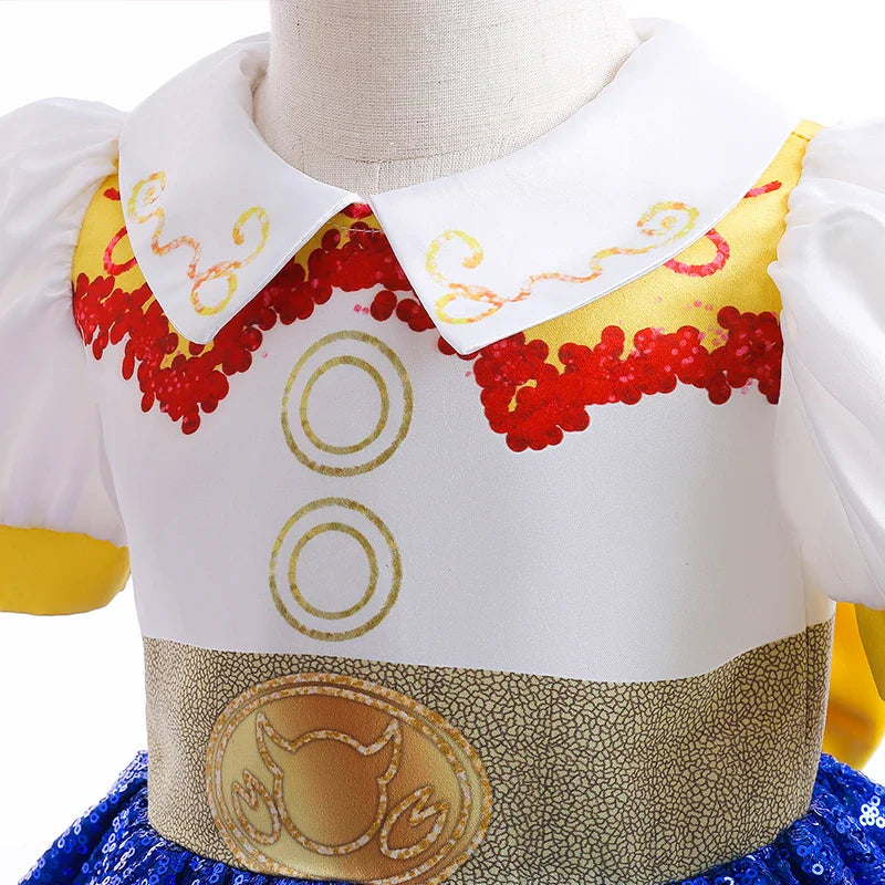 Vestido de menina Jessie, meninas Buzz Lightyear, vestido de desenho animado de vaca, roupas de Halloween, festa Toy Story, vestidos de cosplay, fantasia infantil