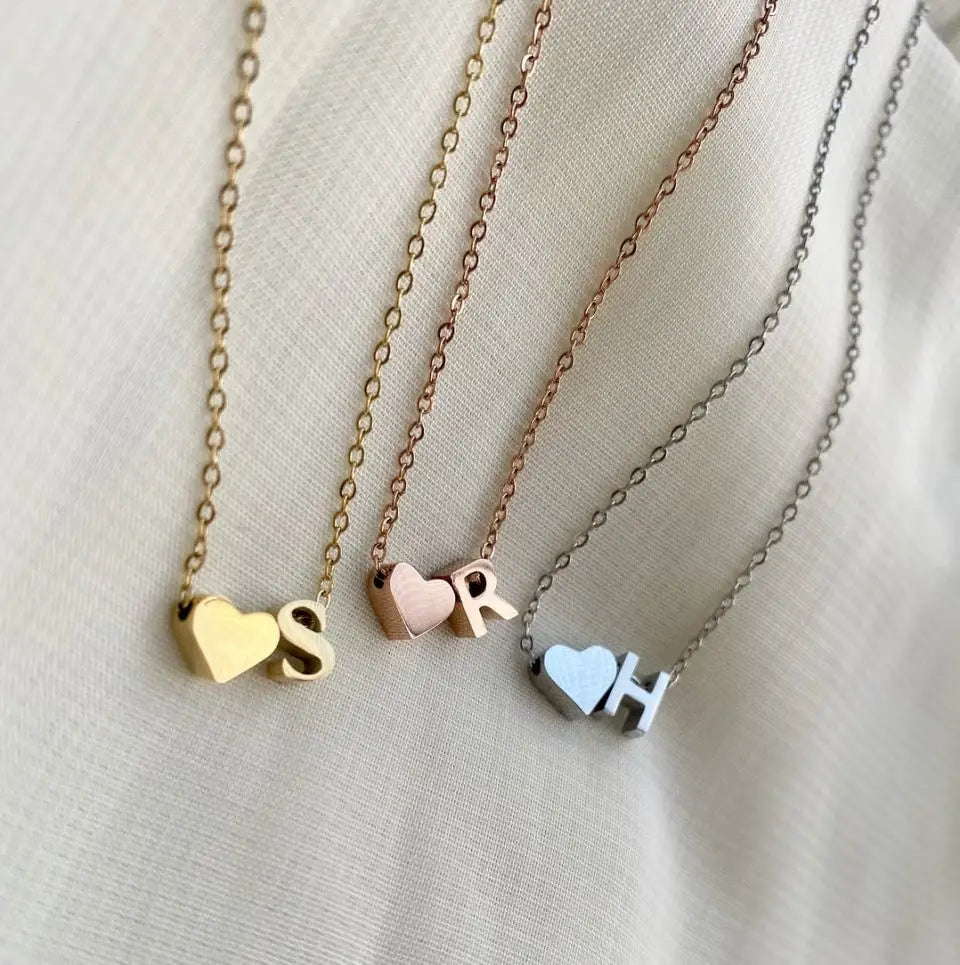 6MM Heart Dainty Initial DIY Necklace Gold Color Letter Choker Necklace For Women Pendant Jewelry Gift