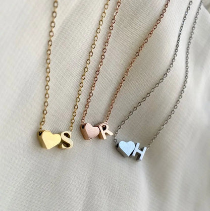 6MM Heart Dainty Initial DIY Necklace Gold Color Letter Choker Necklace For Women Pendant Jewelry Gift