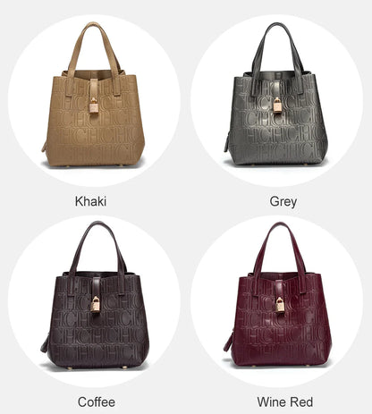 Classic Simple Solid Color Women's New 2024 Large Capacity Handbag Letter Element Women's Handbag