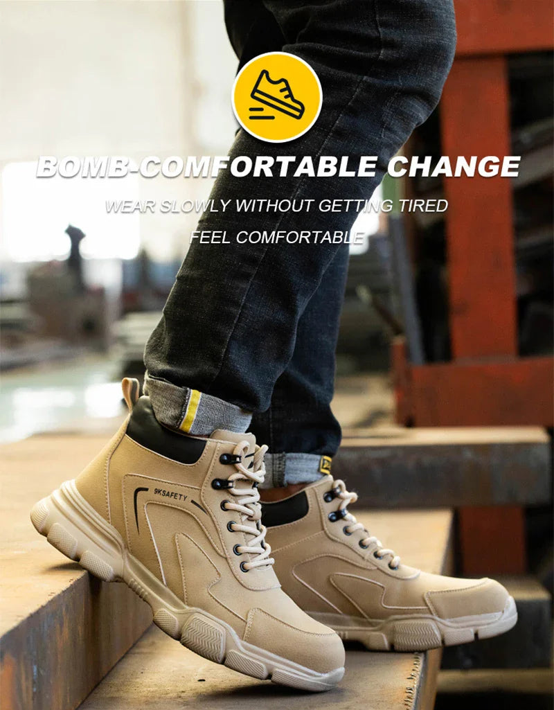 Waterproof Work Boots for Men Women Steel Toe Boots Lightweight Indestructible Slip Resistant Construction Safety Boots