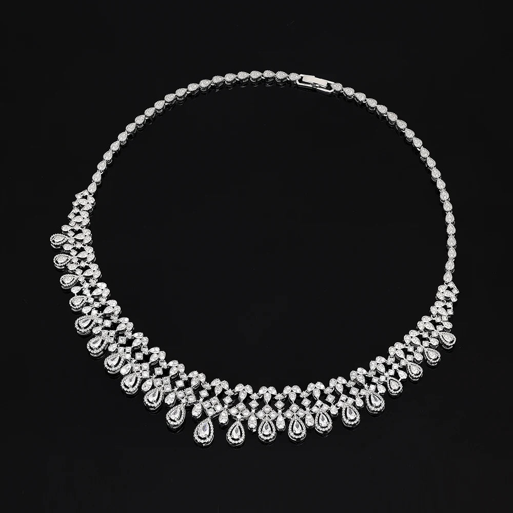 Luxury 4 Pieces Bridal Wedding Jewelry Set for Women Sparkling Cubic Zirconia Nigeria Bride Accessories