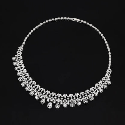 Luxury 4 Pieces Bridal Wedding Jewelry Set for Women Sparkling Cubic Zirconia Nigeria Bride Accessories