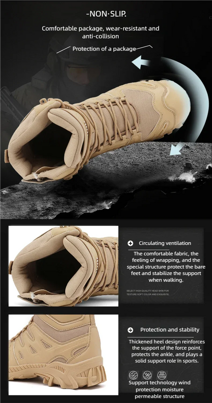 Men's trend high-top outdoor boots four seasons non-slip comfortable hiking boots professional protective tactics training boots