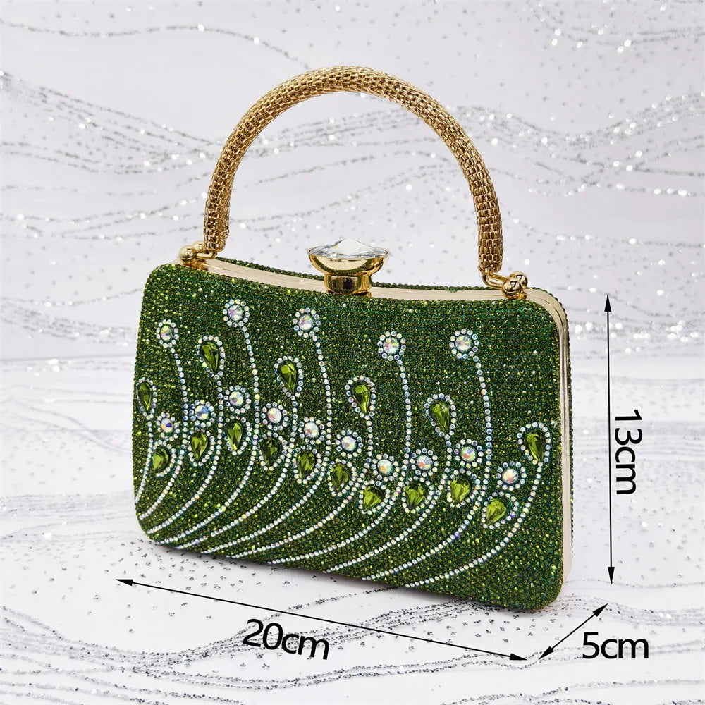 Elegant Italian Rhinestone Pointed-Toe High Heel Shoes with Matching Handbag Set - Stylish & Comfortable Women's Footwear