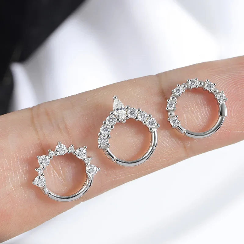 New S925 Piercing Moissanite Hoop Earrings for Women Elegant Piercing Ear Bone Earring Diamond Wedding Party Jewelry Gift