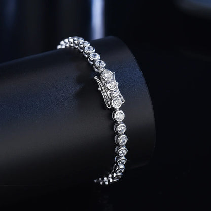 2mm 3mm Moissanite Round Bubble Diamond Tennis Bracelets for Woman Men 925 Silver Plated 18k Gold Hip Hop Chain Bracelet