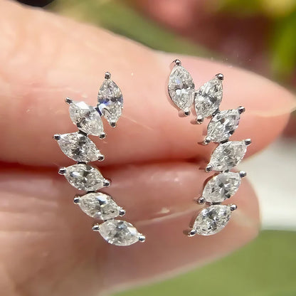 6-stone Marquise Cut Moissanite Diamond Stud Earrings for Women 925 Sterling Silver Plated 18k Gold Wing Shape Ear Studs