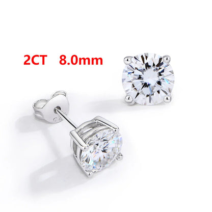 D VVS1 Moissanite Four Claw Earrings For Women Man S925 Sterling Silver Sparkling Wedding Jewelry Shipping from the USA