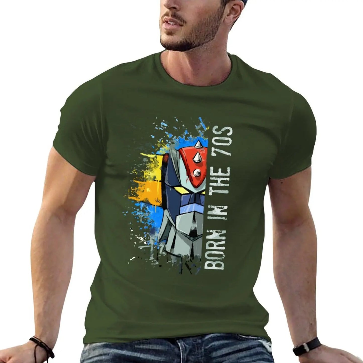 Ufo Robot Goldrake - Born In The Seventies T-Shirt Blouse heavyweights hippie clothes Men's t-shirts