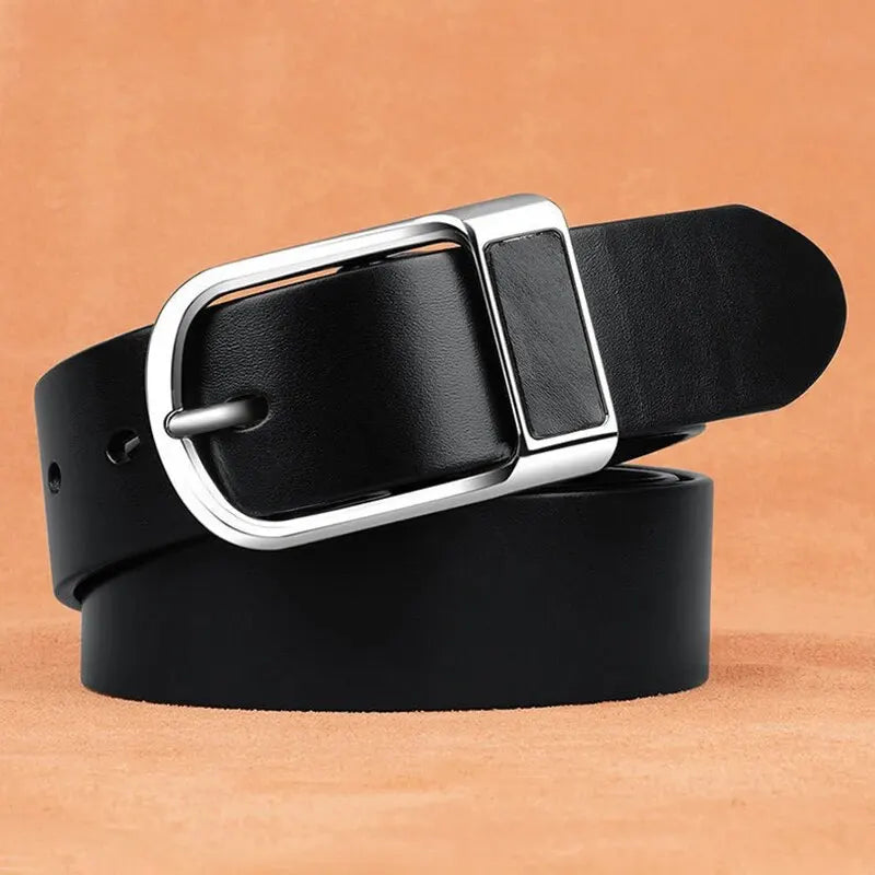 Genuine Leather For Men's High Quality Buckle Jeans Cowskin Casual Belts Business Cowboy Waistband Male Fashion Designer 2024New