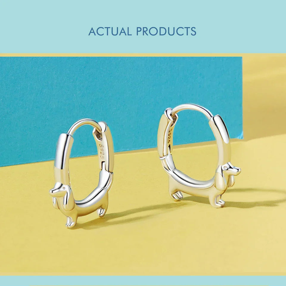 Snake Dog Cat Ear Buckles Women 925 Sterling Silver Dachshund Hoop Earrings Girl Party Birthday Gift Minimalism Jewelry