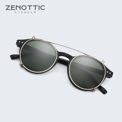 Steampunk Style Glasses (Anti Blue Light Blocking Eyewear) + Clip Lenses（Polarized Sunglasses Clips）for Women Men