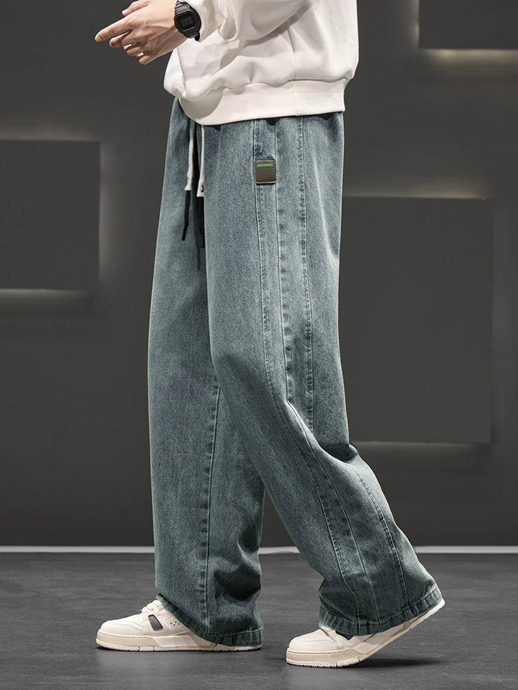 Spring Autumn Baggy Jeans Men Trousers Wide Leg Straight Denim Pants Daily Streetwear Loose Casual Jeans Asian Size L-6XL