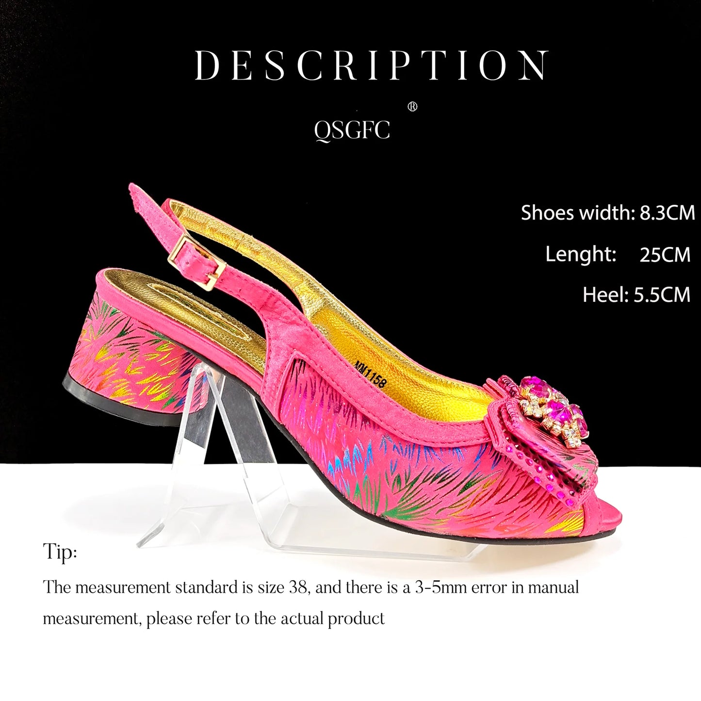 Italian Design Color Matching Rhinestone Comfortable High Heel Shoes And Bag Fashion Style Pointed-Toe Shoes For Women