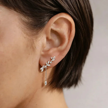 Tassel Flowers All Moissanite Drop Earrings for Women Pass Diamond Test Dainty Bridal Jewelry 100% Real Sterling Silver