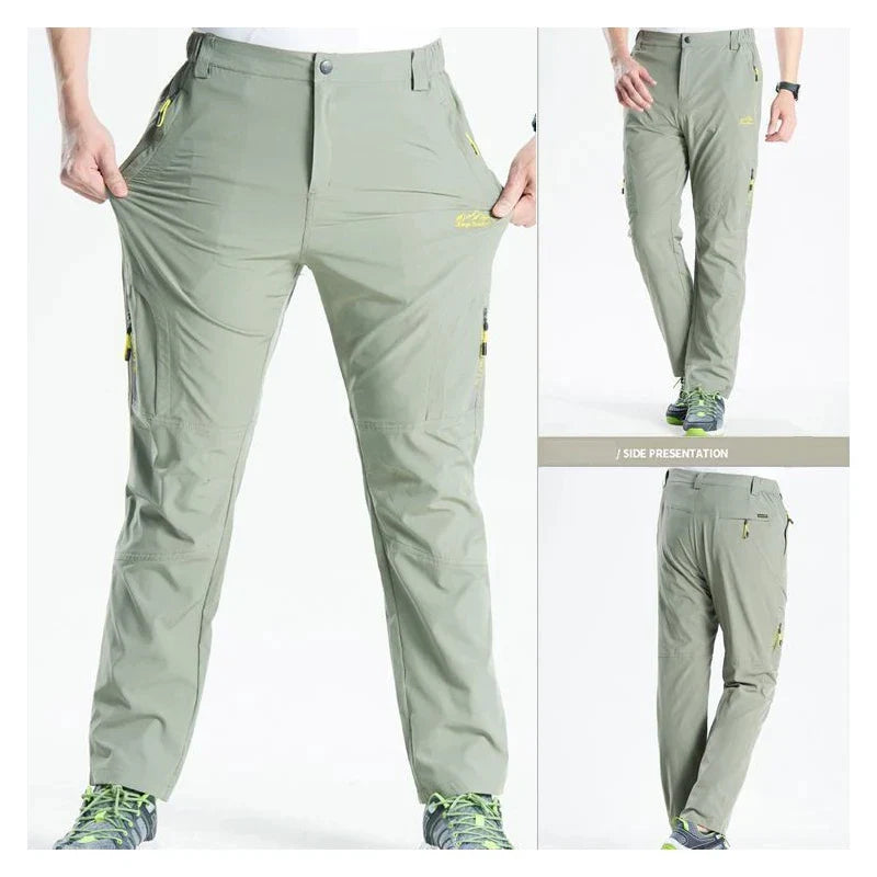 Summer Quick Dry Hiking Pants Men Stretch Waterproof Tactical Pants Zipper Pockets Trousers Lightweight Fishing Pants