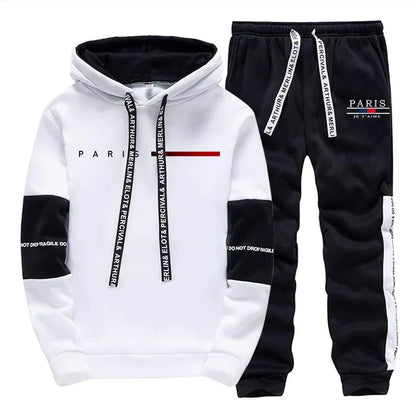 Autumn Winter Mens Tracksuit Print Casual Sweatshirts Sportswear Outdoors Sports Jogging Mens Clothing Single Piece Hoodie Pants
